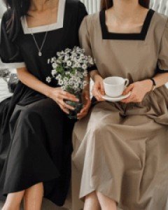 square shirring dress