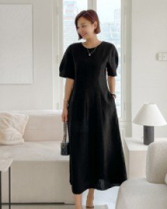 [MADE] Curved Balloon Linen Dress