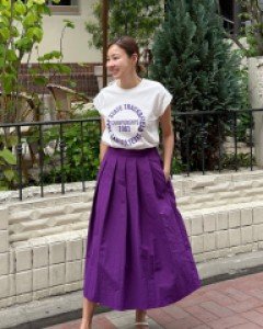Baslac color pintuck skirt