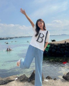 Silky Denim Banding Wide Pants