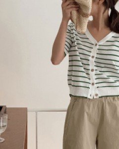 striped summer knit cardigan