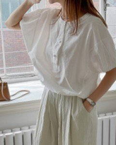 Louis banding half-open blouse