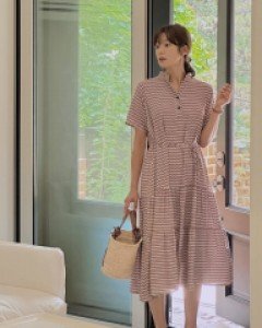Cleta Henry Neck Pattern Dress