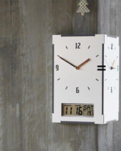 코코 화이트 모서리 양면시계 (LONG)