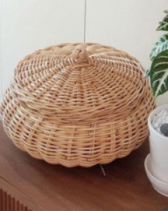 [BH] 라이프 원형 리얼 라탄 뚜껑 보관함 (지름 30cm)