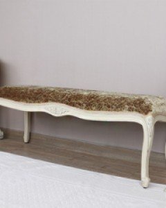 로뎀 티크 클래식 앤틱 롱 스툴 (샌드베이지)