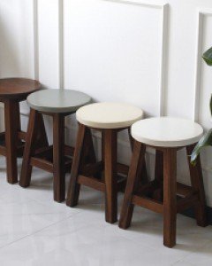 솔리드우드 파스텔  원형 스툴