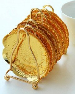 꽃잎모양 스틸 컵받침 세트