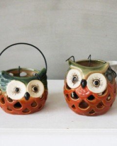 아울 도자기 티라이트 홀더