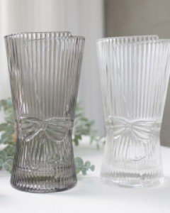 리본 스트라이프 유리 화병