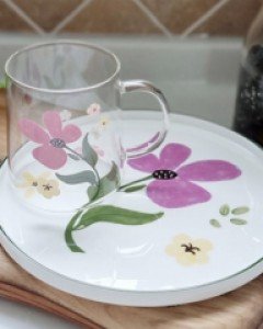 아르떼 플라워 접시 & 글라스머그