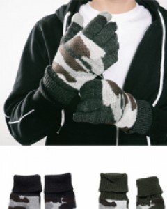 Camo pattern knit gloves (1 size)