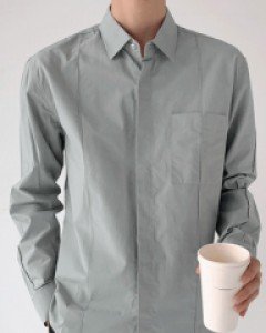 Hidden Button Better Pintuck Shirt M~L(95 to 105)
