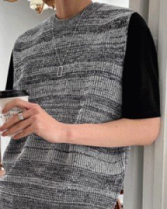 About Round Color Knit Vest F size(95~100)