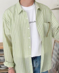 Banbio Linen Stripe Shirt F size(95 to 105)