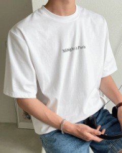 Mid N lettering short sleeved T-shirt .F size(95 to 105)