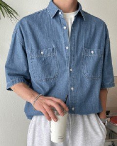 Ponywall Denim Short Sleeve Shirt F size(95-110)