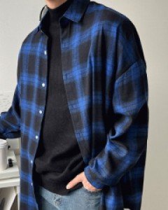 Glen Over fit Check Shirt M~L(95-110)