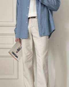 Semi-wide Cream Denim pants 46~52(28~34)