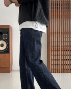 Zenta Semi-Wide Deep Denim Pants S~XL(28 ~ 34)