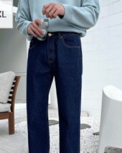 Tellin semi-wide Banding Denim pants S~2XL(28-36)