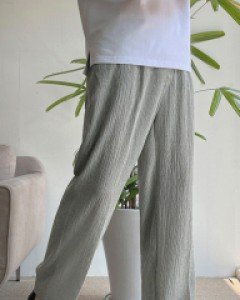 Recurve Pleats semi-wide banding pants F size(28~32)