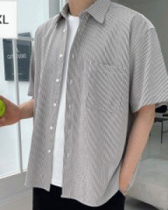 Elko Stripe Over fit short sleeve shirt 1~2(105~120)