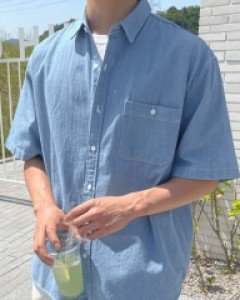 Elboot Denim Short-sleeve Shirt F size(95-110)