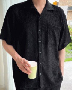 Grellson Tencel Pleats Short-sleeve Shirt M~L(100~110)