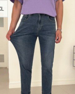 Ringporton Lycra Hidden Banding Denim Pants S~4XL(28 ~ 40)