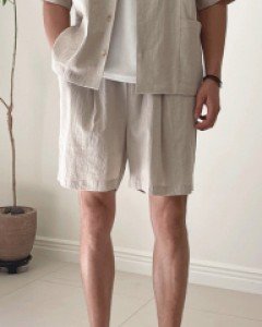 Melchinon Linen Pintuck Shorts M~L(30~34)