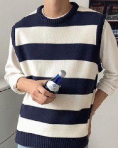 Srencha crack stripe Knit Vest F size(95 to 105)