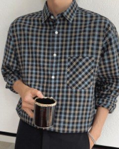 Vinyuo loose fit Check Shirt M~L(95 to 105)