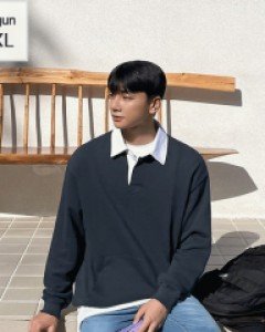 loose fit snap button rugby sweatshirt M~2XL(95-110)