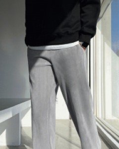 Microfiber mink fur wide banding pants F size(30-36)