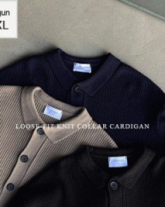 loose fit Hachi Knit Collar Cardigan M~2XL(95 to 115)