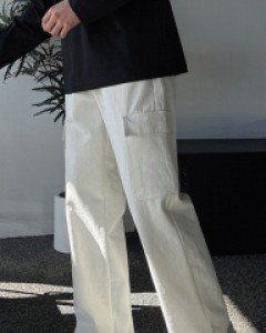 Half-Banding Wide Cargo Cotton Pants M~L(30~34)