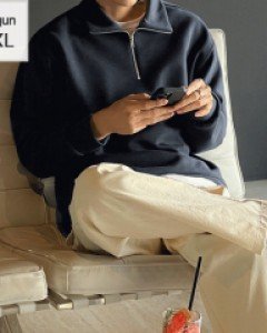 Wahas cover neck half zip-up sweatshirt M~2XL(95 to 115)