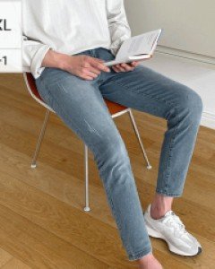 [1+1]Side cut key point Hidden banding Denim pants S~3XL(28~38)