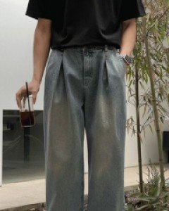 Relaxed One Tuck Vintage Washing Denim S~L(28~32)