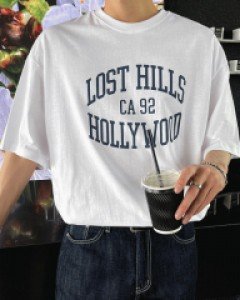 Hillost Over fit Printing short sleeved T-shirt F size(95-110)