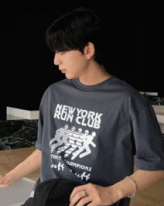 Runstreak Over fit Printing short sleeved T-shirt F size(95-110)