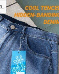 Cool -5˚C Tencel 3type Hidden Banding Denim S~3XL(28~38) [Choose three types of badges]