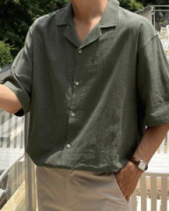 Nephric Linen Open Collar Shirt F size(95-110)