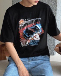 Over fit racing Digital Printing short sleeved T-shirt F size(95-110)