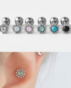 [온앤오프 협찬]  써지컬 바 피어싱 앤틱 큐빅피어싱