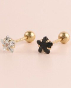 14K 크리스탈 스타 금 피어싱