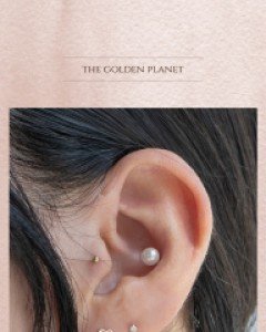 14K 하트 라인 금 피어싱