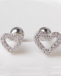 써지컬 바 피어싱 큐빅 미니 하트 볼피어싱