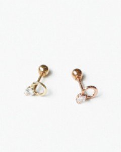 14K 타이니 큐빅링 금 피어싱